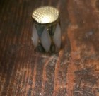 Vintage Mexico Alpaca Silver Thimble     Inlaid Mother Of Pearl   Abalone Mosaic