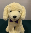 2022 Fao Schwarz 11  Golden Labrador Retriever Puppy Dog Plush With Purple Bow