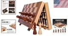 Folding Chess Set - 15  Wooden Board With Staunton Pieces
