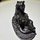 Very Nice Vintage Recast Antoine Barye Signed Bronze Playful Bear On Marble Base