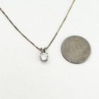 Vintage 925 Sterling Silver Gold Tone Small Clear Cz Necklace 16-18  Adjustable