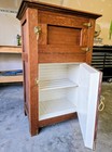 Antique Wooden Ice Box Metal Lined Interior 2 Doors With Shelf