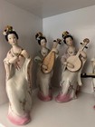 Chinese Figurine Statue Vintage Playing Musical Instruments Set Of 8 Ladies