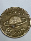 2 Vintage World Of Fun Arcade Amusement Tokens - Brass - Old  k3
