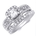 Womens 1 50 Carat Ct Round Cut Wedding Band Engagement Ring Set Silver Size 5-9