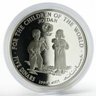 1999 Jordan 5 Dinar Silver Coin Year Of Children Unicef King Hussein Queen Noor