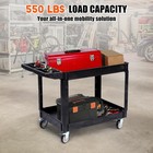 Utility Service Cart 550lbs 2-shelf Heavy Duty Rolling With 360   Swivel Wheel
