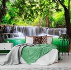 Green Landscape Wall Mural Nature Lake Waterfall Wallpaper Decor For Bedroom 