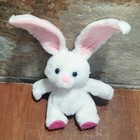 Russ Berrie White Plush Rabbit Toy Plush Pink Ears Feet Stuffed Animal