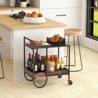 Industrial Bar Cart Rolling Buffet Serving Cart W  Removable Wine Rack Kitchen