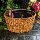 14 5  X 7  X 11  H Oval Seagrass Utility Magazine Basket With Integrated Handles