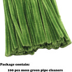 100 Pieces Moss Green Craft Pipe Cleaners 6mm X 12inch Thick Fuzzy Chenille S   
