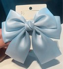 Light Blue Satin Stylish Bow Ribbon Hair Clip All Hair Types Non Slip