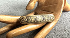 Vintage Small Damascene Brooch Pin 22k Gold With Black Enamel 1 25  Lapel Hat
