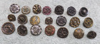 21 Vintage Antique Metal Picture Buttons Floral  7