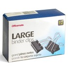 Officemate Binder Clips Large 2 wide 1  Cap 12 bx Black silver 99100