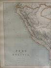 1872 Peru   Bolivia Hand Coloured Original Antique Map By W g  Blackie
