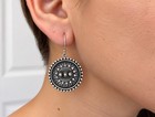 Satya 925 Sterling Silver Sunburst Medallion Dangle Earrings Boho Tribal Style