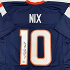Autographed signed Bo Nix Denver Blue Football Jersey Beckett Bas Coa