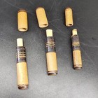 Sewing Needle Cases 4  Good Antique Victorian Treen Turned Wood Banded 3pc Set