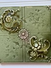 Antique Victorian Era English Tile Green Floral