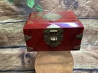 Vintage Japanese Lacquer Wood Brass Engraved Deers Art Trinket Jewelry Case Box