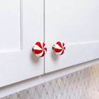 Red Peppermint Cabinet Knob Covers  Stretchable Holiday Decor For Drawers
