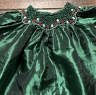 Fantaisie Kids Baby Girls Christmas Smocked Dress Size 24 Months Green Satin