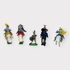 Vintage Britains Deetail Figure Bundle -  5 Knights   4 Horses - Made In England