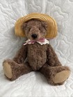 Button Bear Brown Teddy Stuffed Animal Plush Plain Poseable Jointed