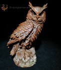 Vintage Wooden Owl Statue Sculpture Figurine Home Decor Boxwood Carved Bird Art