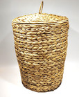 Wicker Woven Storage Basket With Lid 16  Tall X 10  Wide Used