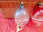 Lot 3 Vintage Christmas Wwii Unsilvered Striped Teardrop Ornaments With Tinsel