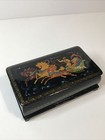 Vintage Russian Lacquer Box Palekh Handpainted Russian Winter Horses Signed 