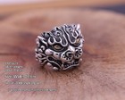 Vintage Chinese Feng Shui Wealth Beast 925 Sterling Silver Lion Open Band Ring 