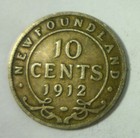 1912 Newfoundland Canada Silver 10 Cents