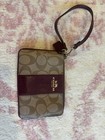Coach Corner Zip Wristlet In Signature With Leather Trim - Khaki sherry F64233 