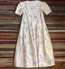 Vtg Laura Ashley Dress 10 Yellow Floral Print Midi Puff Sleeve 90s Cottagecore 