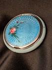 Vintage Guilloche Blue Enamel Evans Mayfair Powder  Rouge   Mirror Compact Case