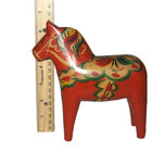 Vtg Swedish Dala Horse Nils Olsson Handmade 6 75    Orange Painted Wooden Folk Art