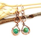 Turquoise Wire Wrapped Earrings Copper Teardrop Handmade Bohemian Jewelry  Gift