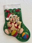 Handmade Bucilla  teddy Collection  Felt Applique Christmas Stocking 14   