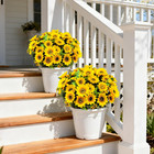 Sunflowers Artificial Flowers  8 Bundles Fake Silk Sunflowers For Outdoors Uv Re