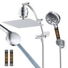 High Pressure All Metal 10   Dual Filtered Rainfall Shower Head With Handheld