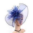 Sinamay Fascinator Hat Floral Feather Pillbox Derby Hats One Size 01-navyblue