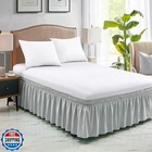 Freshculture Twin Bed Skirt - Elastic Wrap  Easy Fit With 15-inch Drop  Hotel