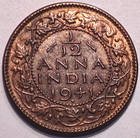 British India George Vi Unc Condition 1 12 Anna - 1941 Copper Coin