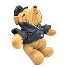 Dandee Biker Bulldog 10  Tan Black Vinyl Jacket Cap Plush Stuffed Puppy Toy