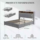 Queen Size Bed Frame  Storage With 4 Drawers   Upholstered Platform   Led Lights