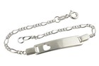 6  Sterling Silver Kids Baby Id Bracelet With Cutout Heart - Figaro Chain 